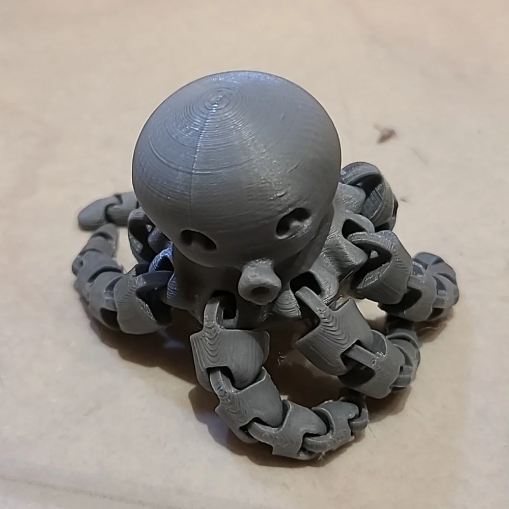 Gray 3D Printed Octopus - Picture 5 of 6